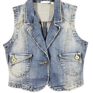 Distressed Denim Vest Size L by DKNY Jeans